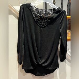 Elegant Black Lace Back Women's Top